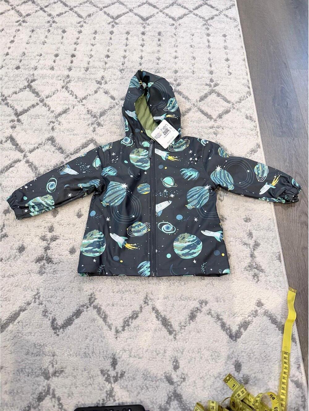 New with tags Stehen Toddler Space Print Hooded Jacket Lightweight Zip Up Coat